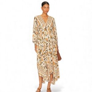 Free People Cream and Orange Floral Maxi Dress